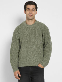 American Eagle - Green Solid Relaxed Fit Sweater