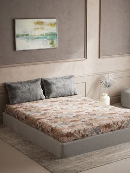 Ddecor Live Beautiful - Cotton Floral Queen 144 Tc Bedsheet With 2 Pillow Covers - Pink