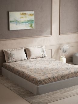 Ddecor Live Beautiful - Cotton Floral Queen 144 Tc Bedsheet With 2 Pillow Covers - Pink