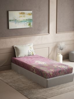 Ddecor Live Beautiful - Cotton Floral Single 150 Tc Bedsheet With 1 Pillow Cover - Pink