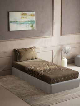 Ddecor Live Beautiful - Cotton Ethnic Single 150 Tc Bedsheet With 1 Pillow Cover - Brown