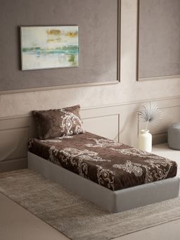 Ddecor Live Beautiful - Cotton Ethnic Single 140 Tc Bedsheet With 1 Pillow Cover - Brown