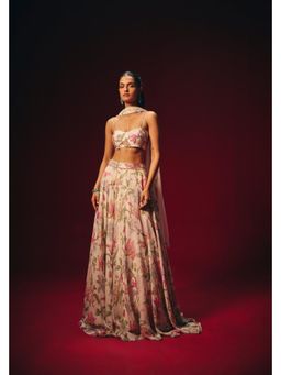 Roze - Verona Embroidered Blouse with Lehenga and Dupatta with Waistband