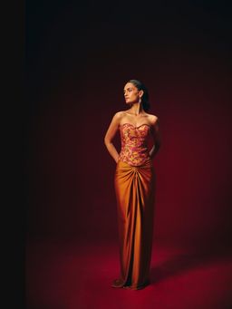 Roze - Zeba Mustard Solid Maxi Skirt