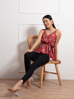 Twenty Dresses by Nykaa Fashion - Multicolor Floral Printed V Neck Top