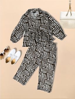 Bella Moda - Casual Smart All Over Printed Black Co-Ord (Set of 2) (5-6 Years)