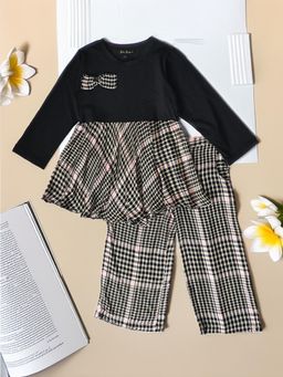 Bella Moda - Smart Solid and Printed Co-Ord Black (Set of 2) (2-3 Years)