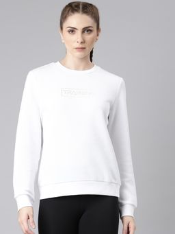 Xtep - The Power Of Gentleness Themed Training Sports Sweatshirts Sweater for Women, Pearl White