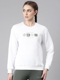 Xtep - Outdoor Series Go Wild Themed Sweatshirt for Women, Pearl White