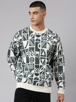 Xtep - Basketball Series Drums In The Middle Themed Sculpting Sweatshirt for Men, Cotton White