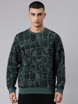 Xtep - Basketball Series Drums In The Middle Themed Sculpting Sweatshirt for Men, Base Green