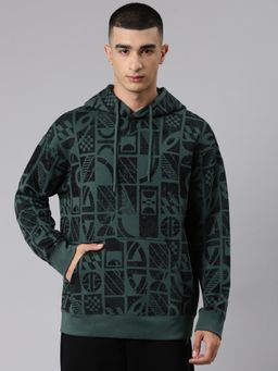 Xtep - Basketball Series Drums In The Middle Themed Sculpting Sweatshirt for Men, Base Green