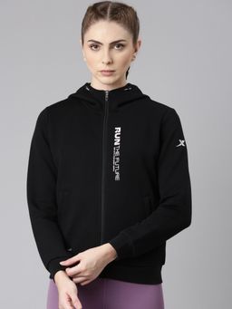 Xtep - Running Series Future Runners Themed Hoodie Style Sculpting Sweatshirt for Women, Black