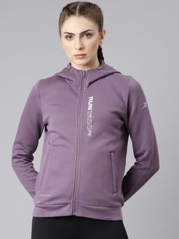 Xtep - Future Runners Themed Hoodie Style Sculpting Sweatshirt for Women, Dark Greyish Purple