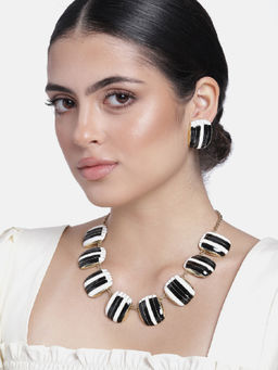 Estele - Gold Plated Pinao Inspired Designer Necklace with Ebnamel work for Women (Set of 2)