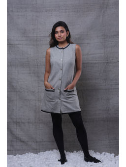 RUIAAN - Womens Wool Blend Solid Grey Dress