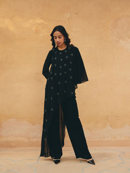 Maenaam - Womens Georgette Sequined Black Co-Ord Set