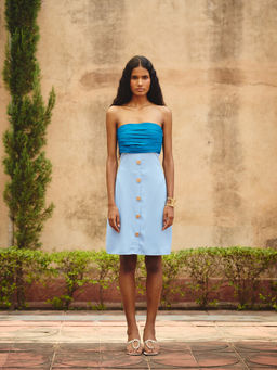 Maenaam - Womens Polyester Colorblock Blue Dress