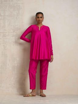 trueBrowns - Pink Silk Solid Co-Ord (Set of 2)