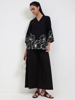 Pink Fort - Cotton Relaxed Fit V-Neck Co-Ord Set