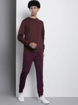 The Indian Garage Co - Men Solid Sweatshirt and Jogger Tracksuit Burgundy (Set of 2)