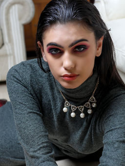 Odette - Gold-Tone Textured Pearl Statement Necklace