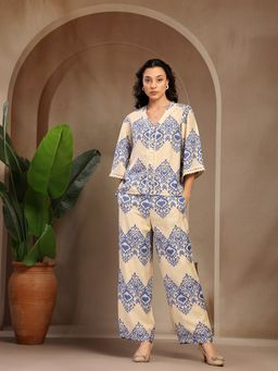 Gipsy - Women Blue Rayon Printed Co-Ord Set