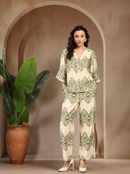 Gipsy - Women Green Rayon Printed Co-Ord Set