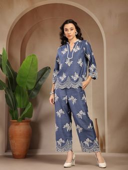 Gipsy - Women Indigo Cotton Embroidered Co-Ord Set