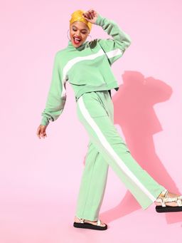 AAREIN - Women Green Cotton Blend Solid Co-Ord Set