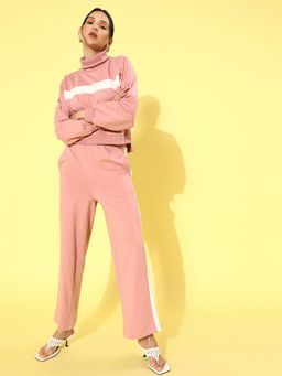AAREIN - Women Peach Cotton Blend Solid Co-Ord Set