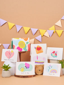 Doodle Collection - Set of 12 Blank Notecards with Coloured Envelopes (Abstract Notes)