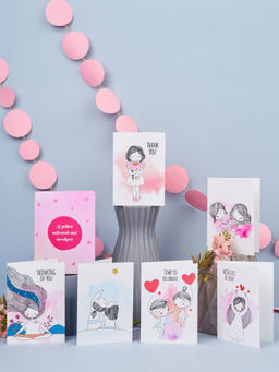 Doodle Collection - Set of 12 Blank Notecards with Coloured Envelopes (You and Me)