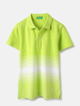 United Colors of Benetton - Regular Fit Gradation Striped Polo T-shirt Green