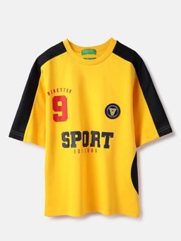 United Colors of Benetton - Oversized Fit Round Neck Printed T-shirt Yellow