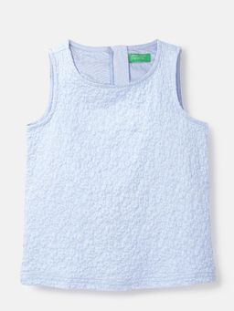 United Colors of Benetton - Regular Fit Round Neck Floral Sequin Top Blue