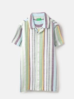 United Colors of Benetton - Regular Fit Resort Collar Broad Striped Shirt
