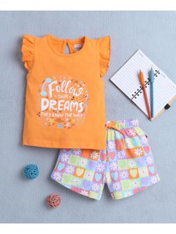 Bumzee - Orange & Multi Girls T-shirt & Short (Set of 2)