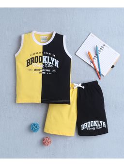 Bumzee - Yellow & Black Boys Sleeveless T-shirt & Short (Set of 2)