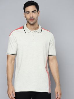 Alcis - Men Off White Red Polo Collar T-shirt