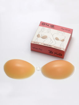 SOIE - Women's Invisible Reusable Self-Adhesive Free Silicon Push Ups Bra-Nude