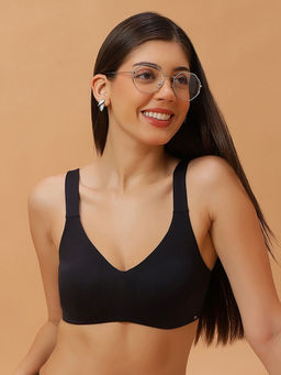 SOIE - Women Non Padded Wired Full Coverage T-shirt Bra-Black