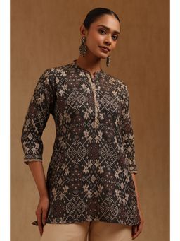 Soch - Womens Charcoal Cotton Patola Printed Tunic