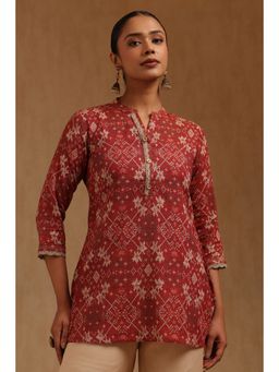 Soch - Womens Red Cotton Patola Printed Tunic