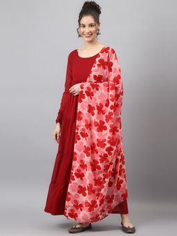 Deebaco - Tiered Georgette Dress With Dupatta