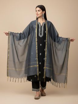 MUFFLY - Blue Solid Monica Cotton Dupatta