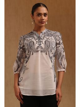 Soch - Womens Black Georgette Paisley Print Tunic