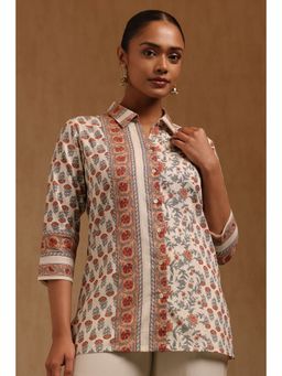 Soch - Womens Off White Pure Cotton Floral Shirt