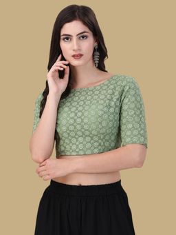 Gahan - Womens Embroidered Green Stitched Blouse