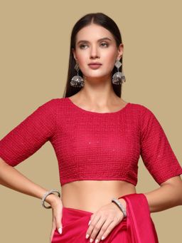 Gahan - Womens Embroidered Red Stitched Blouse